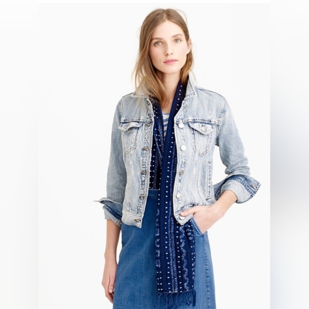 J.Crew Distressed Edgy Jean Jacket Size XS in Light Wash
